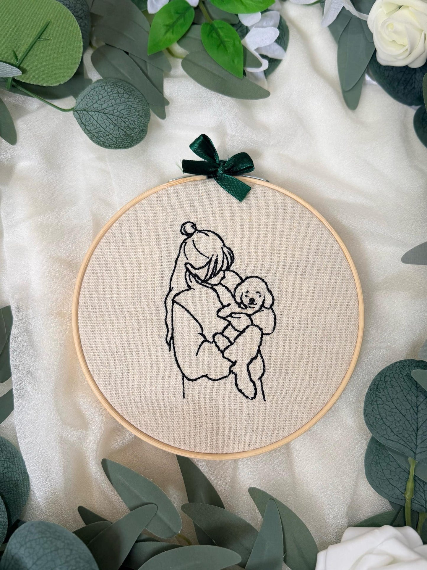 Individueller Stickrahmen nach Foto, personalisiertes Stickporträt, Stickrahmen für Paare (Linienkunst), Hochzeitsgeschenk, Geschenk für Ehefrau oder Ehemann