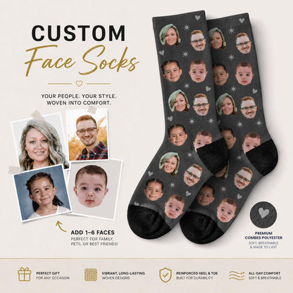 Socken mit eigenem Gesicht, personalisierte Fotosocken | Lustiges Geschenk für Mama & Papa, witzige Fleece-Socken, Weihnachtsgeschenk, Socken mit Haustier-Gesicht, Geburtstagsgeschenk