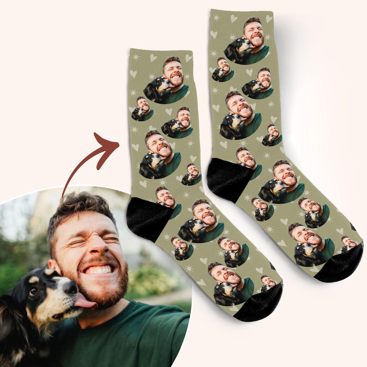Personalisierte Socken mit Foto, Geschenk für Haustierbesitzer, Geschenk für Hunde-Papas, Vatertagsgeschenk, Socken mit Foto von Hund und Besitzer, individuelles Weihnachtsgeschenk