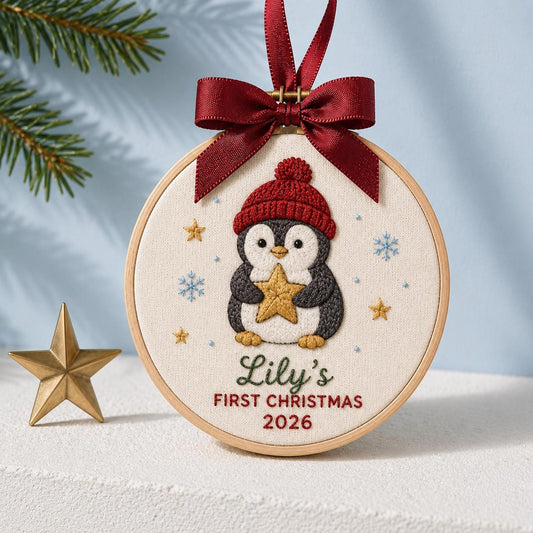 Personalisierte Stickrahmen-Dekoration für Babys erstes Weihnachtsfest – die perfekte Erinnerung an die Kinderzimmerdekoration