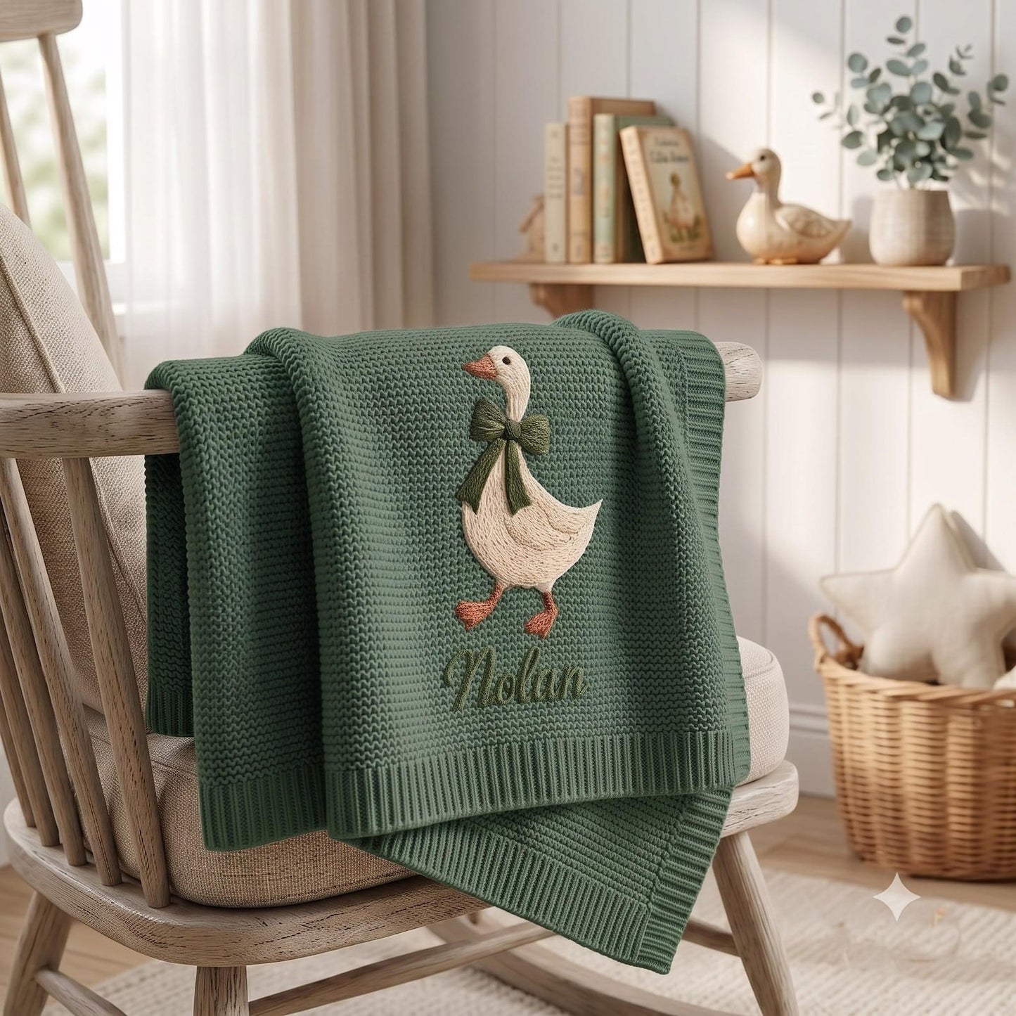 Personalisierte Gänse-Babydecke mit Namen, Babyparty-Ankündigungsdecke mit Gänsemotiv, Geschenk für Mädchen, Erinnerungsstück für Neugeborene