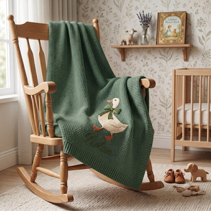 Personalisierte Gänse-Babydecke mit Namen, Babyparty-Ankündigungsdecke mit Gänsemotiv, Geschenk für Mädchen, Erinnerungsstück für Neugeborene