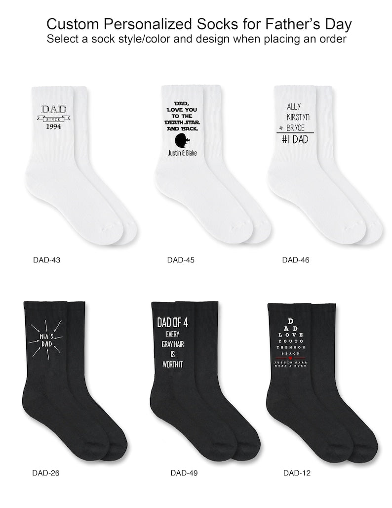 Personalisierte Socken für Papa zum Vatertag, lustige Socken mit Namen oder Datum – Papa-Socken sind das perfekte Geschenk für Papa