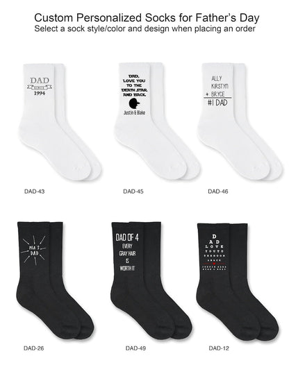 Personalisierte Socken für Papa zum Vatertag, lustige Socken mit Namen oder Datum – Papa-Socken sind das perfekte Geschenk für Papa