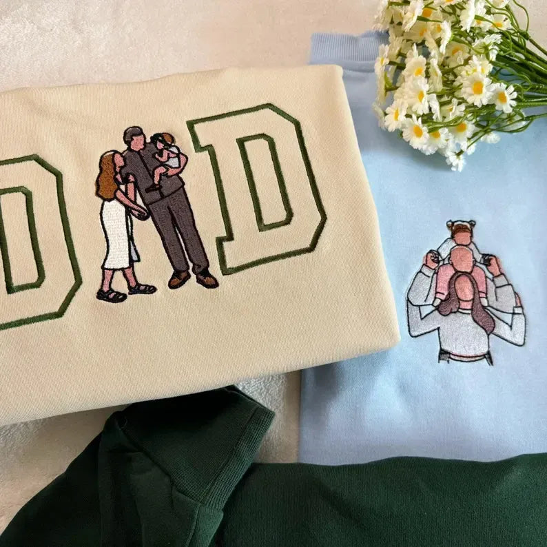 Personalisiertes Sweatshirt mit Fotostickerei für Mama und Papa, personalisiertes College-T-Shirt mit Stickerei, Geschenk für Mama