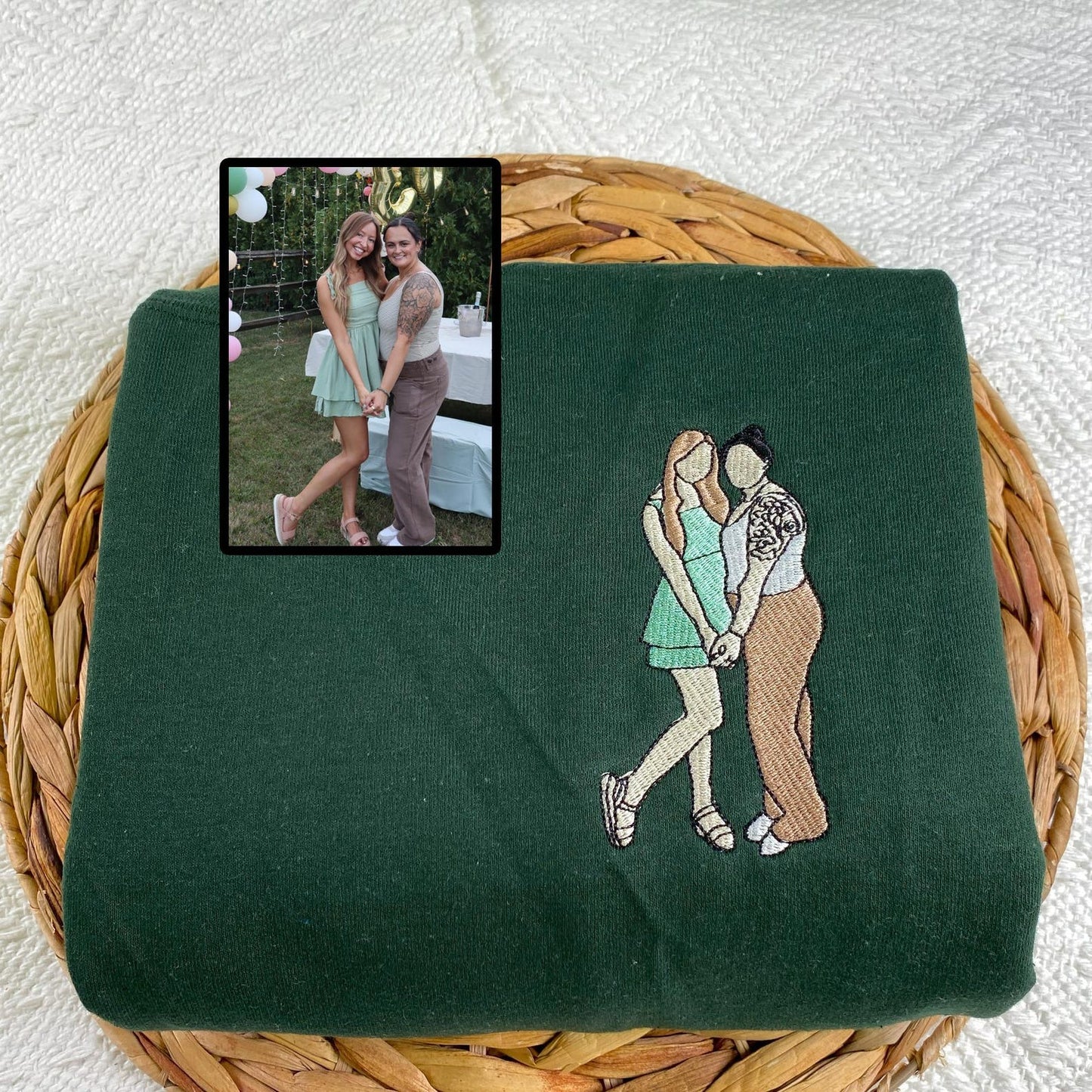 Personalisierte bestickte Paar-Hoodies – Mit eurem Foto als liebevolles Stickdesign