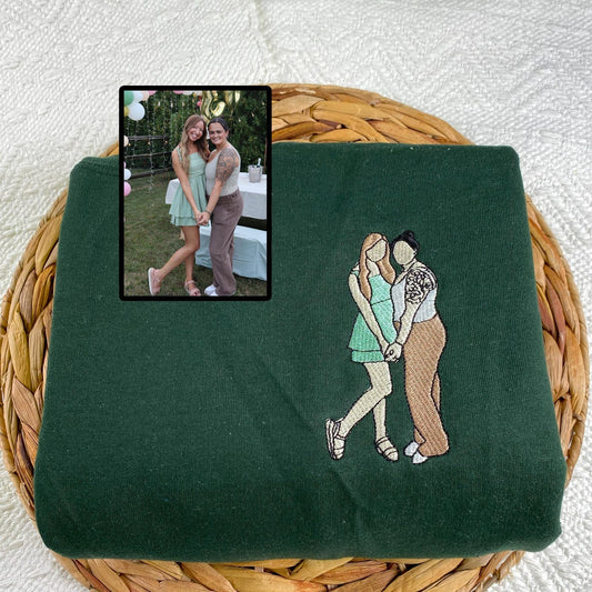 Personalisierte bestickte Paar-Hoodies – Mit eurem Foto als liebevolles Stickdesign