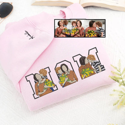 Personalisierter Hoodie mit Fotostickerei für Mama – Das beste Muttertagsgeschenk aller Zeiten, mit Liebe personalisiert