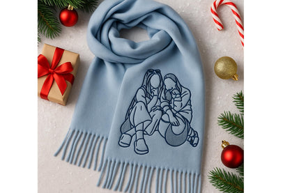 Personalisierter bestickter Wollschal mit Foto – Einzigartiges Geschenk für sie & ihn