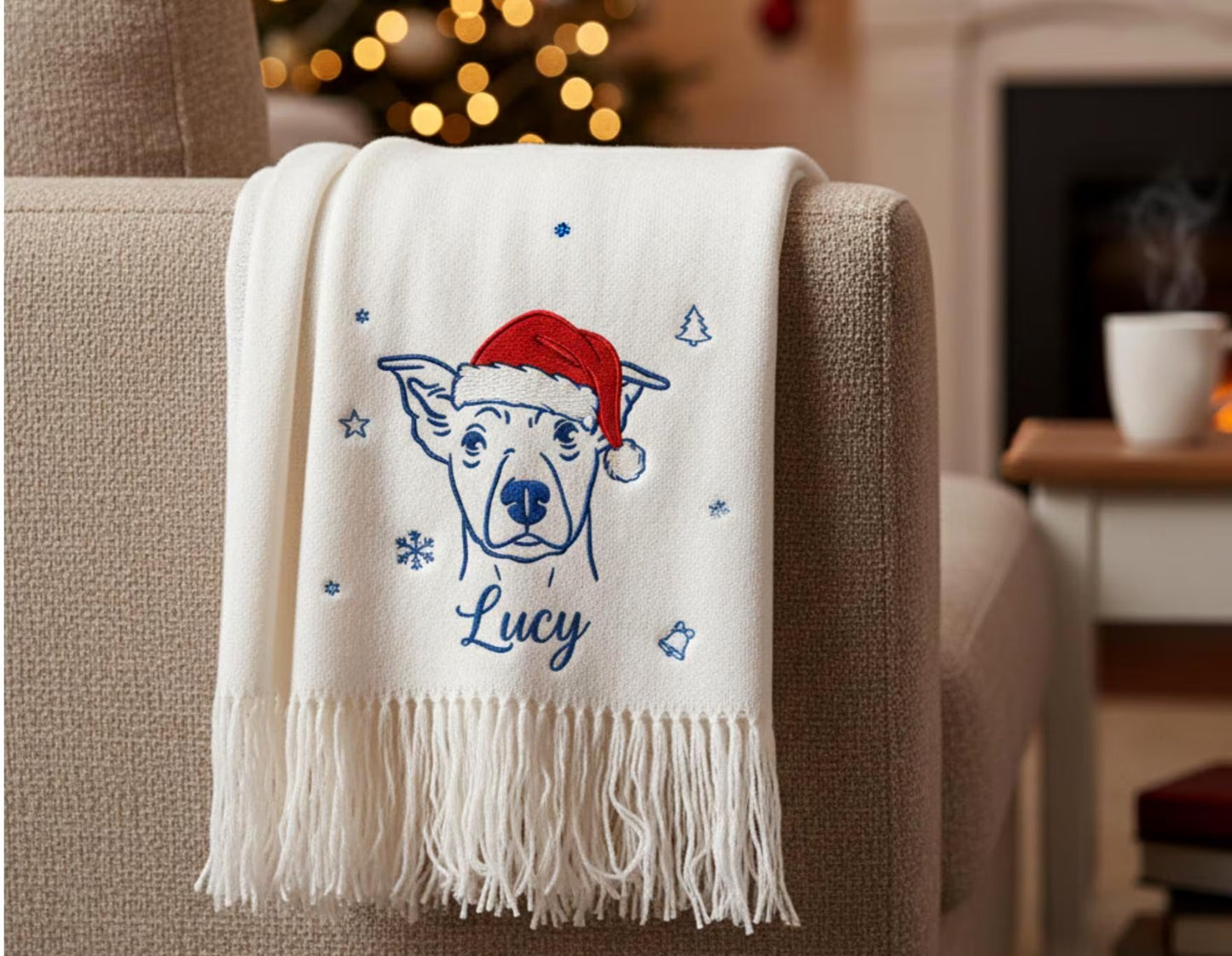 Personalisierter Schal mit Hund oder Katze – Einzigartiges Geschenk mit Stickerei