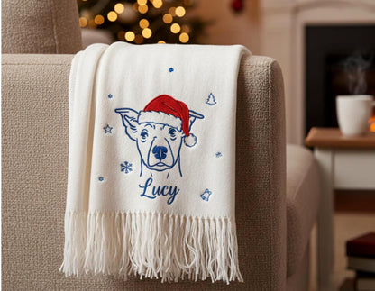 Personalisierter Schal mit Hund oder Katze – Einzigartiges Geschenk mit Stickerei