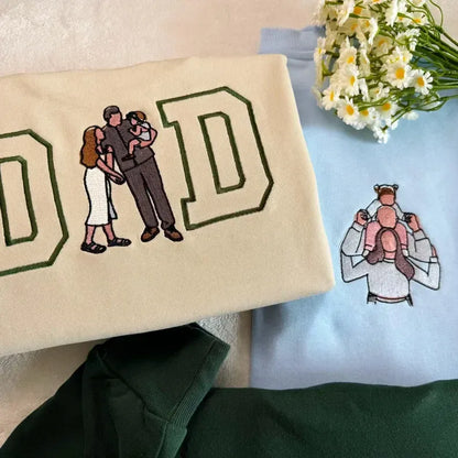 Personalisiertes Sweatshirt mit Fotostickerei für Mama und Papa, personalisiertes College-T-Shirt mit Stickerei, Geschenk für Mama