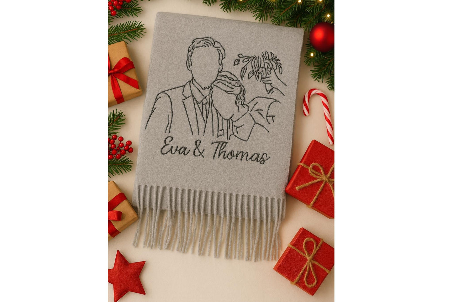 Wollschal mit Foto-Stickerei – Handgefertigtes Geschenk für Tierliebhaber & Familien