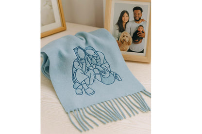 Personalisierter bestickter Wollschal mit Foto – Einzigartiges Geschenk für sie & ihn
