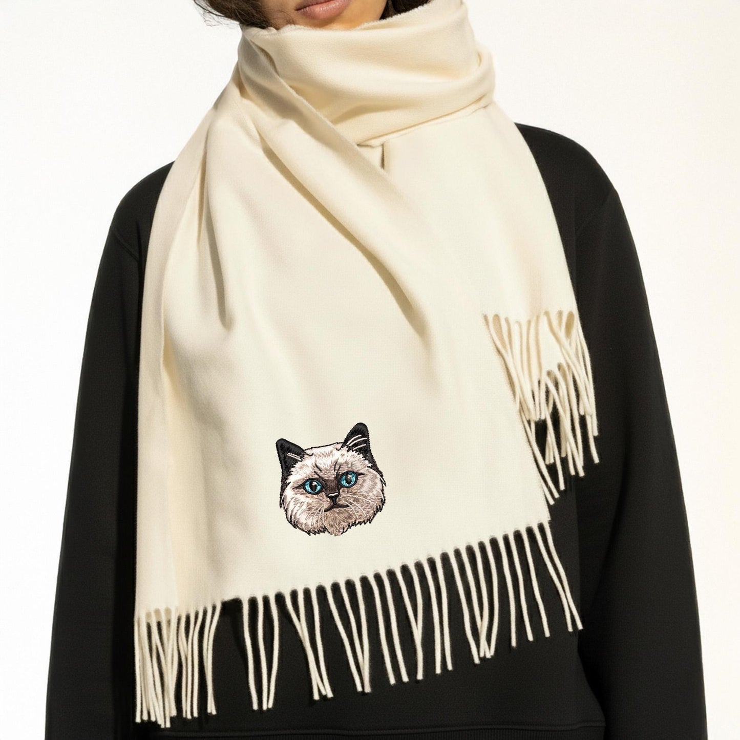 Personalisierter bestickter Hundeschal mit Weihnachts­motiv – Dein Foto auf luxuriösem Winter-Schal