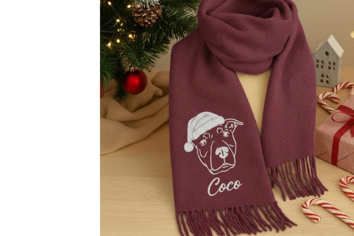 Personalisierter Schal mit Hund oder Katze – Einzigartiges Geschenk mit Stickerei