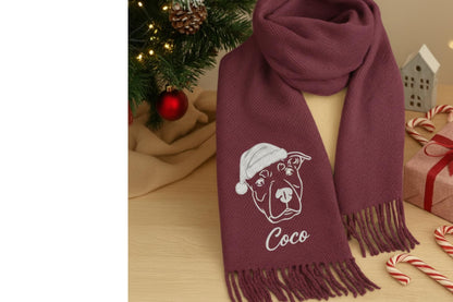 Personalisierter Schal mit Hund oder Katze – Einzigartiges Geschenk mit Stickerei