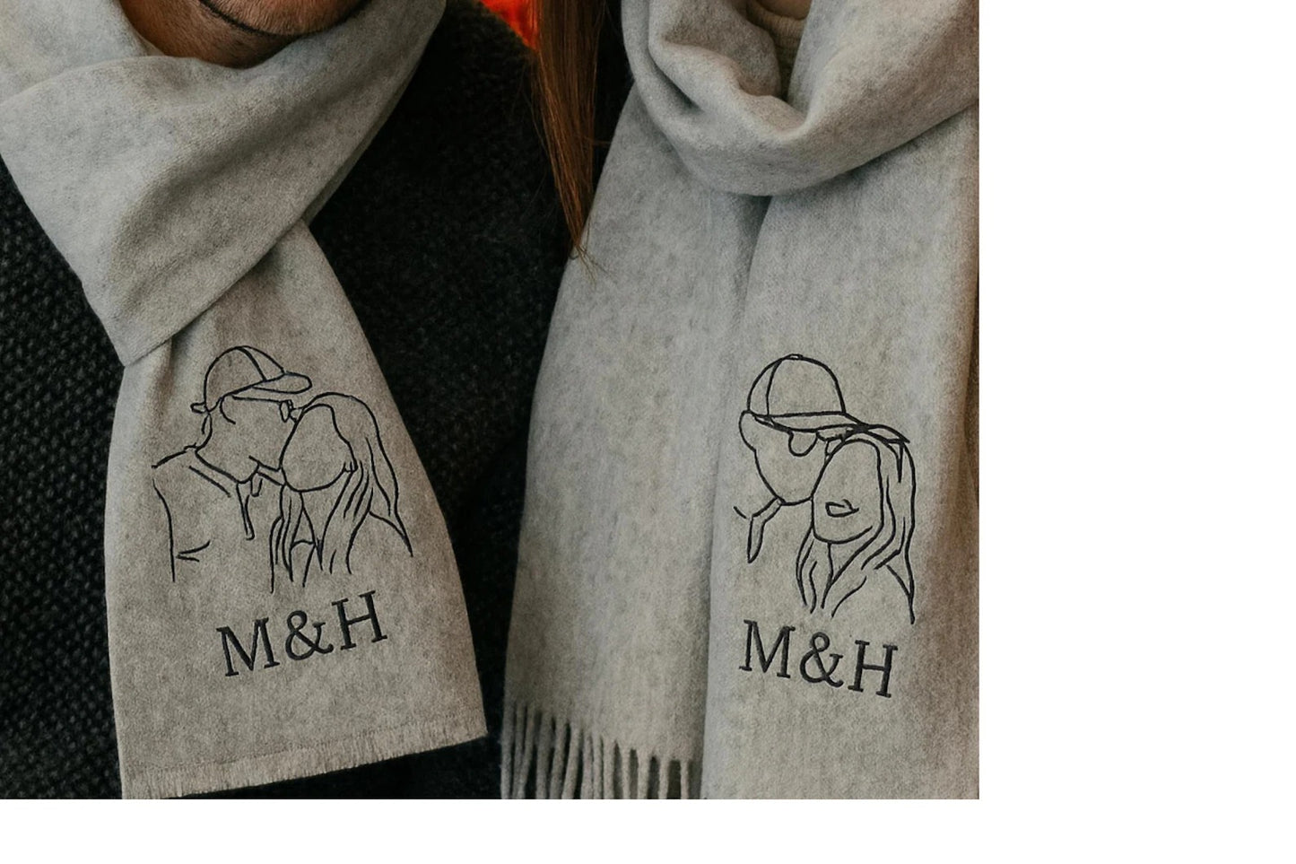 Personalisierter bestickter Wollschal mit Foto – Einzigartiges Geschenk für sie & ihn