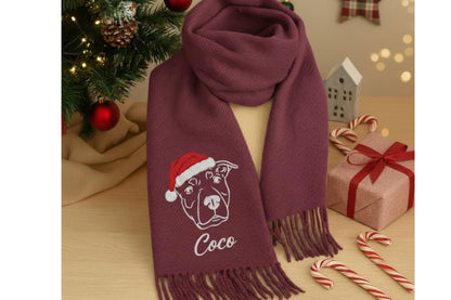 Personalisierter Schal mit Hund oder Katze – Einzigartiges Geschenk mit Stickerei