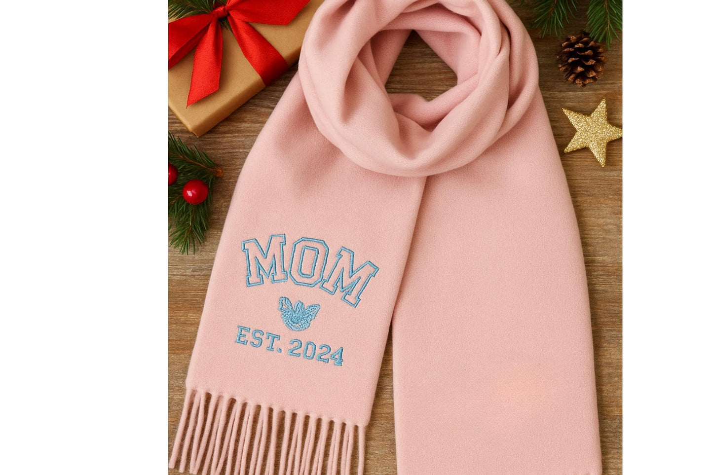 Wollschal mit Stickerei – Personalisierter Schal aus Wolle für sie & ihn