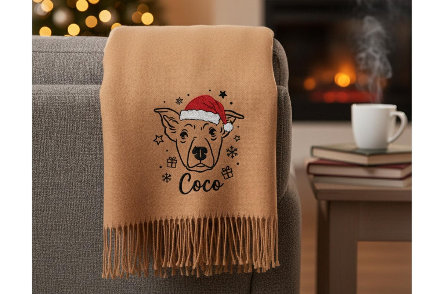 Personalisierter Schal mit Hund oder Katze – Einzigartiges Geschenk mit Stickerei