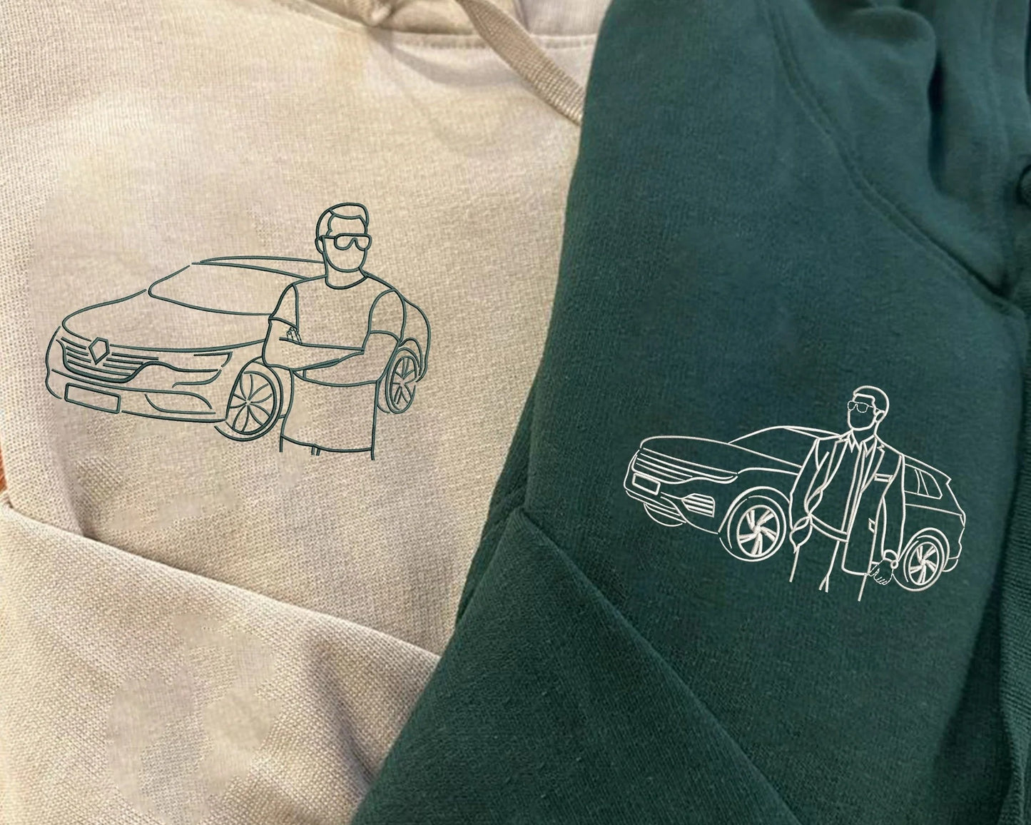 Geschenk für Autofans – Sweatshirt mit individueller Stickerei, dein Wunschdesign