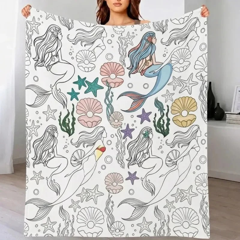 Personalisierbare DIY-Ausmaldecke mit Wunschnamen – waschbare Decke zum Bemalen, kreatives Geschenk für Kinder und Erwachsene