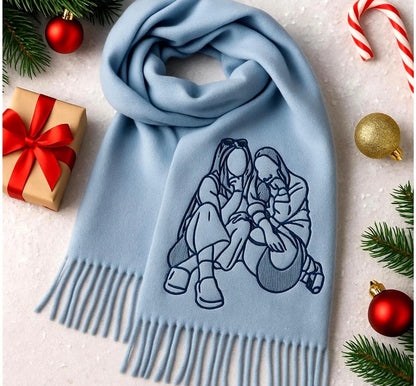 Wollschal mit Foto-Stickerei – Handgefertigtes Geschenk für Tierliebhaber & Familien