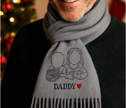 Wollschal mit Foto-Stickerei – Handgefertigtes Geschenk für Tierliebhaber & Familien