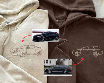 Geschenk für Autofans – Sweatshirt mit individueller Stickerei, dein Wunschdesign