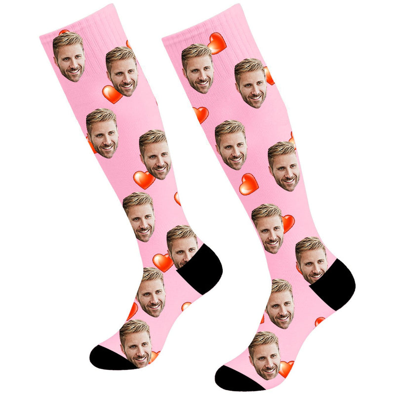 Custom Soceer Face Socks Heart Knee High - Make Custom Gifts