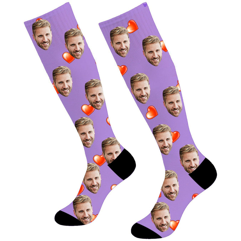 Custom Soceer Face Socks Heart Knee High - Make Custom Gifts