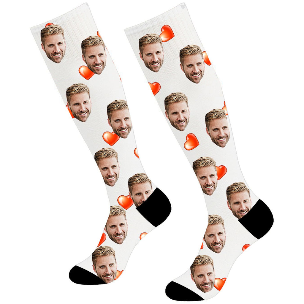 Custom Soceer Face Socks Heart Knee High - Make Custom Gifts