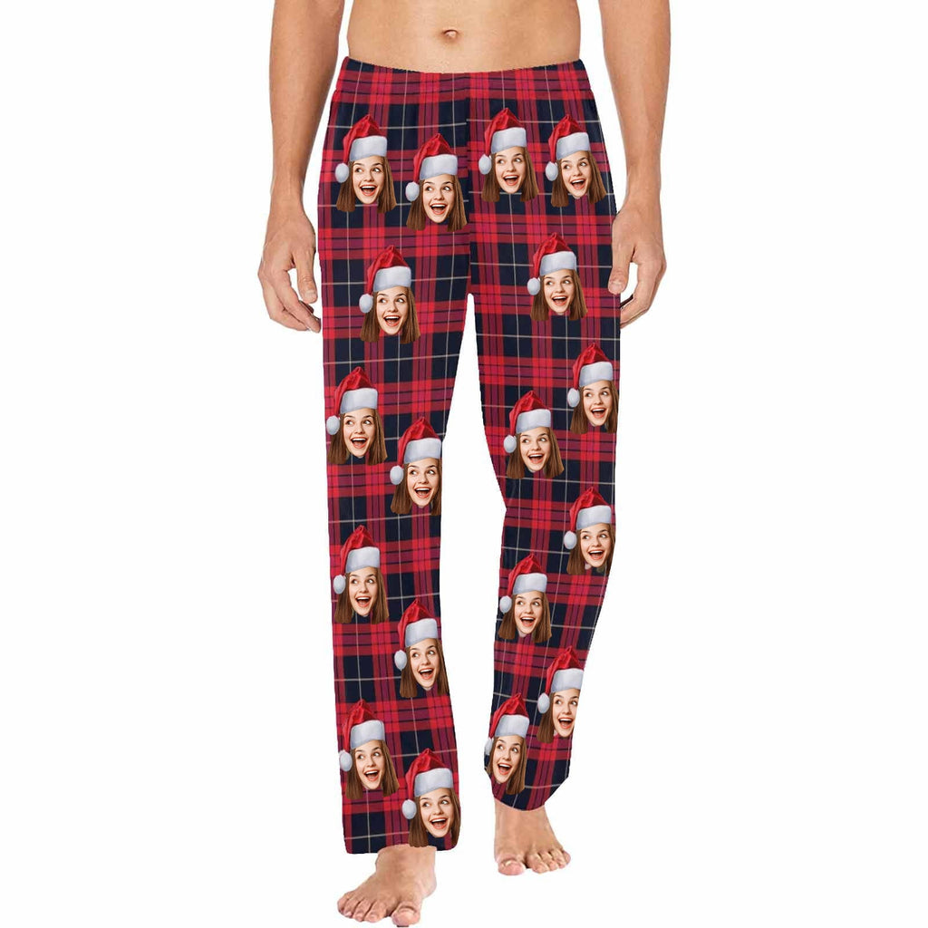 Gesichts-Pyjama-Hose für Männer, Gesichts-Pyjama, rote Karo-Nachtwäsche, Sonderangebot, Weihnachtsgeschenke