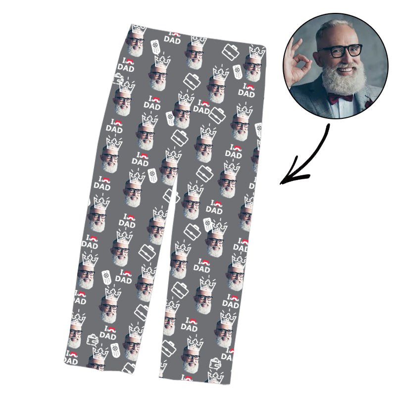 Vatertags-kundenspezifische Foto-Pyjama-Hose I Love Dad