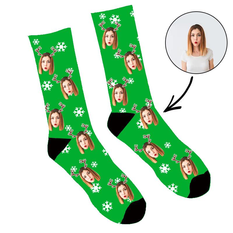 Custom Face Socks Reindeer Me Christmas Socks - Make Custom Gifts