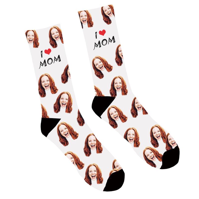 Custom Face Socks I Love Mom - Make Custom Gifts