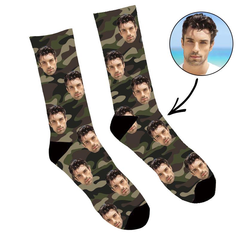 Custom Face Socks Camo Photo Socks - Make Custom Gifts