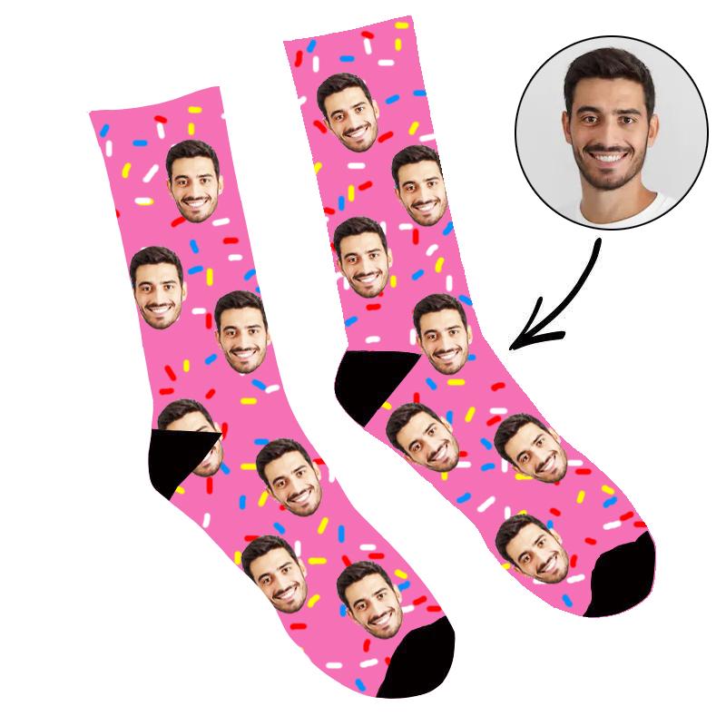 Custom Face Socks Donut Sprinkles Socks - Make Custom Gifts