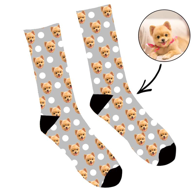 Custom Face Socks Polka Dog Socks - Make Custom Gifts