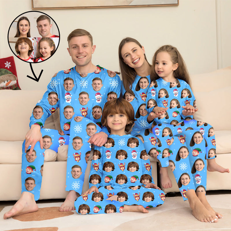 Benutzerdefinierte Foto-Pyjamas Familie passendes Set Weihnachten passende Nachtwäsche Personalisierte Pyjamas Schneemann und Weihnachtsmütze