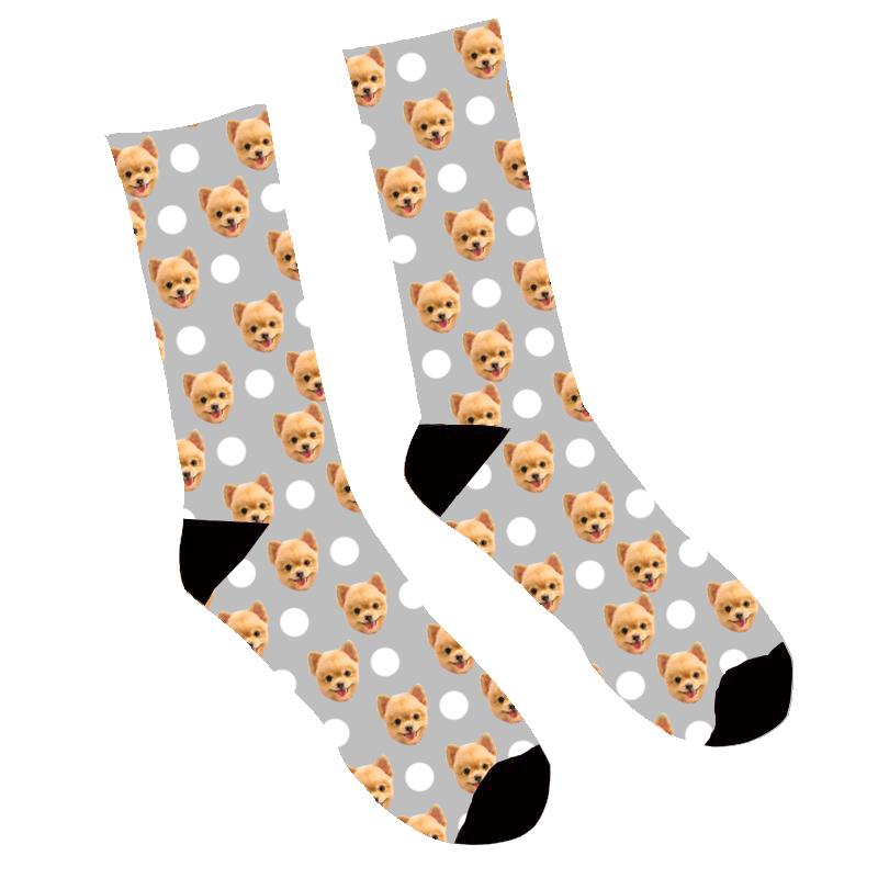 Custom Face Socks Polka Dog Socks - Make Custom Gifts