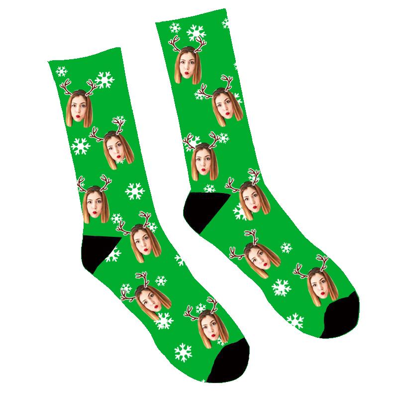 Custom Face Socks Reindeer Me Christmas Socks - Make Custom Gifts