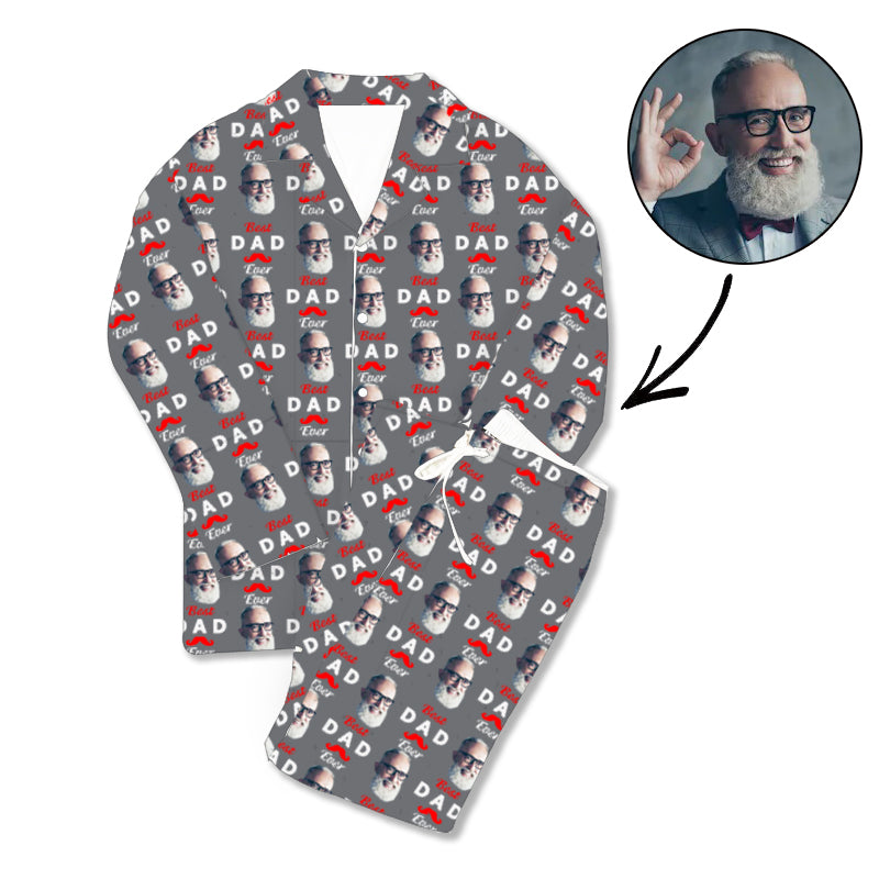 Kundenspezifischer Foto-Pyjama Best Dad Grey