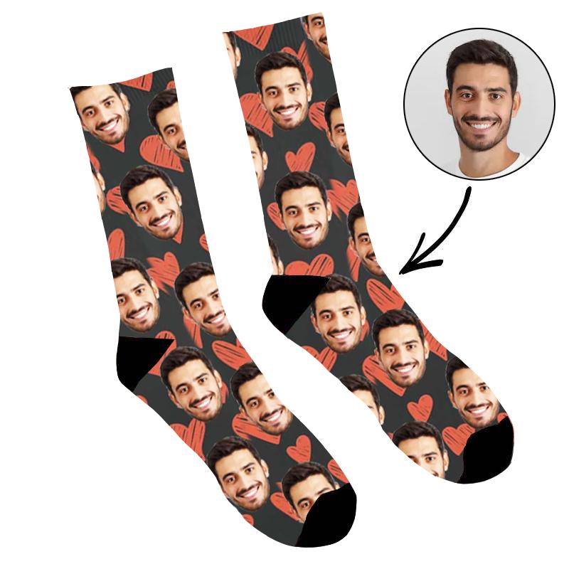 Custom Face Socks Heart Boyfriend - Make Custom Gifts