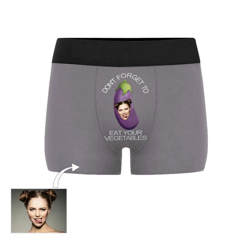 Custom Face Eggplant Men's Photo Boxer - Make Custom Gifts