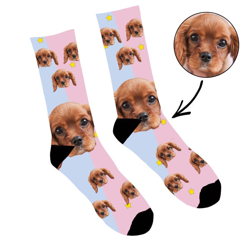 Custom Face Socks Pink Dog Face - Make Custom Gifts