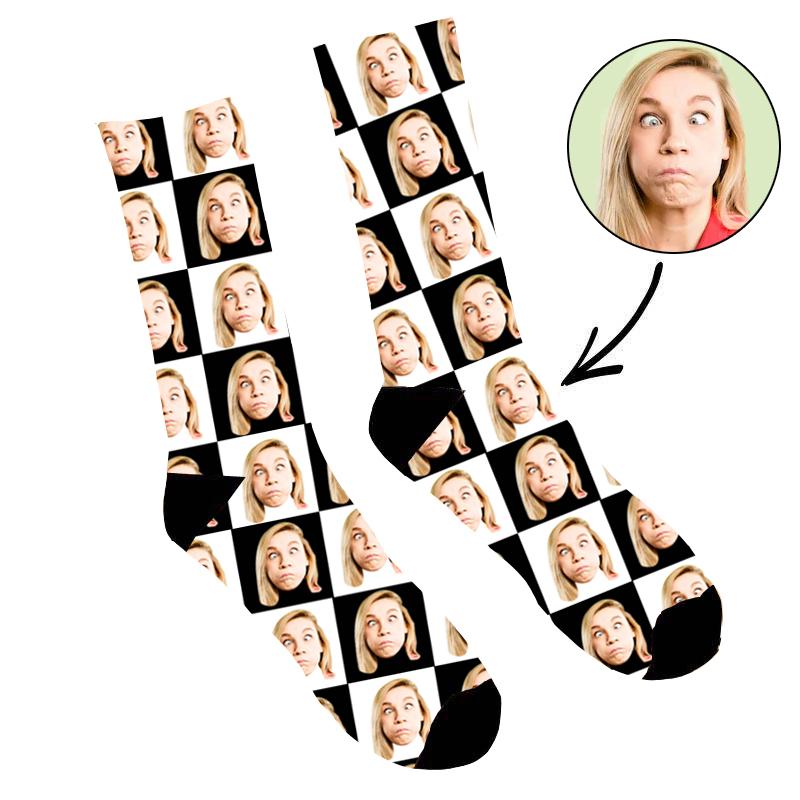 Custom Face Socks Black And White - Make Custom Gifts