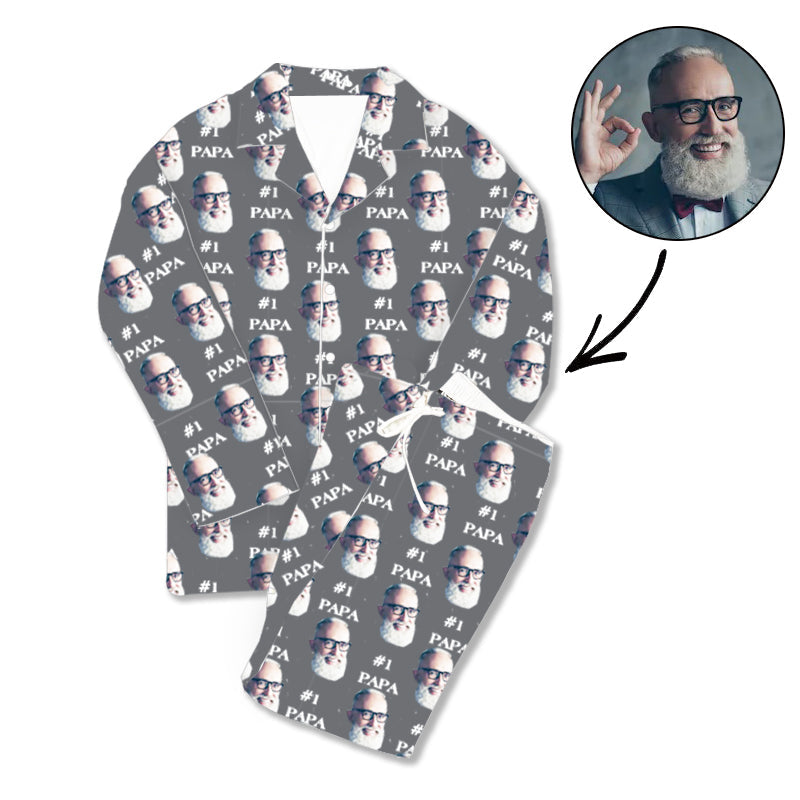Kundenspezifischer Foto-Pyjama #1 Papa Grey