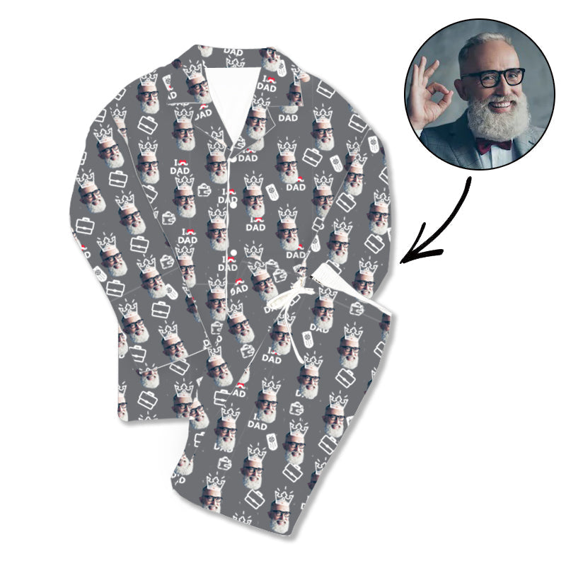 Kundenspezifischer Foto-Pyjama I Love Dad Grey